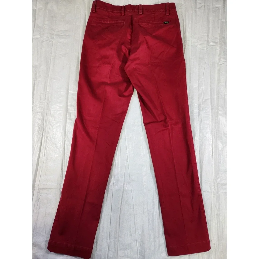 Lacoste Stretch Chino 30x32 Rouge HH9553 00 240 Red Pants Mens Men's Flat Front
